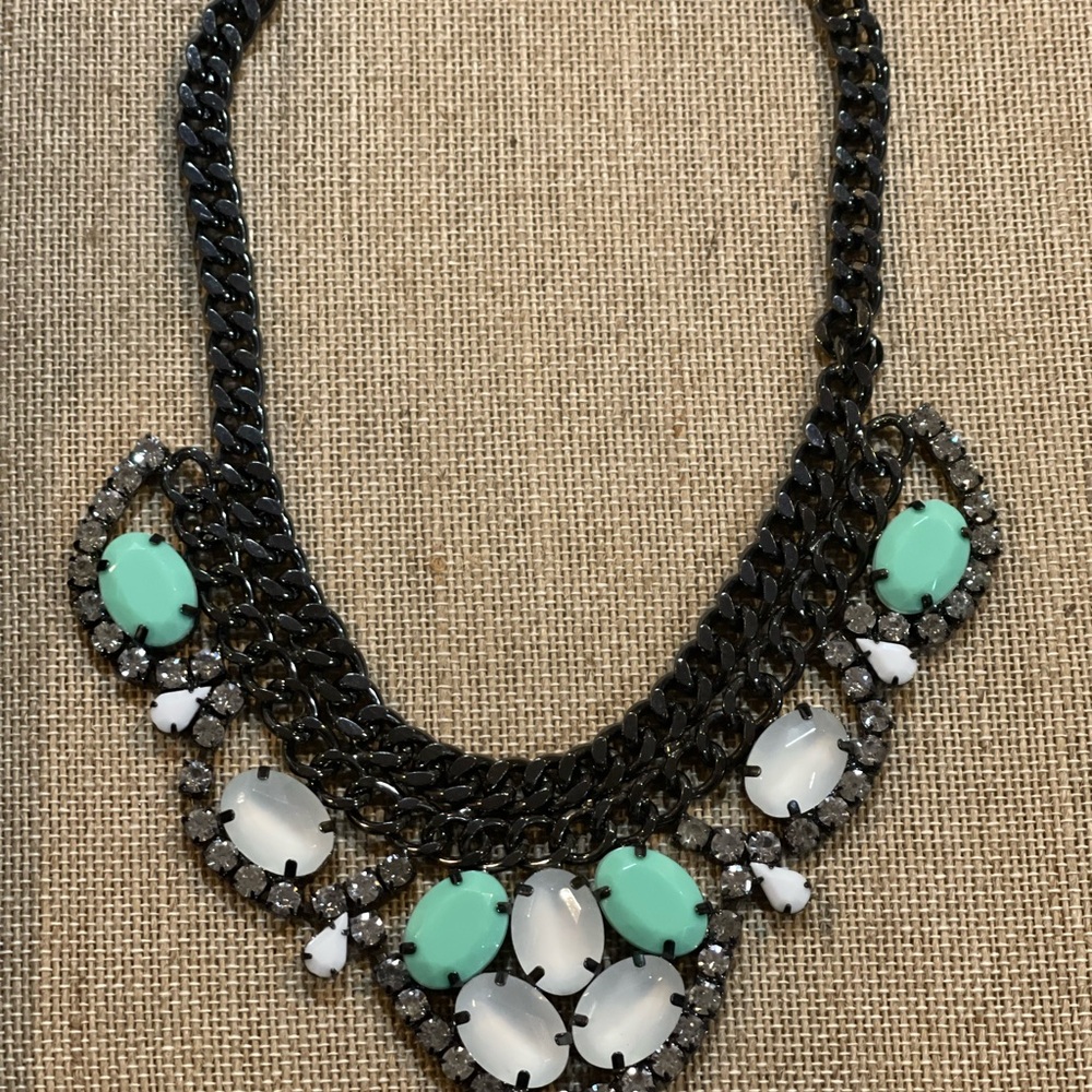 Elegant gunmetal + turquoise   Necklace